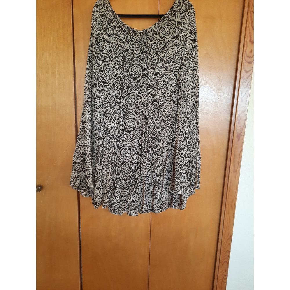 Avenue Black White Paisley Damask Midi Skirt Plus Size 18/20 Flowy Lined Boho